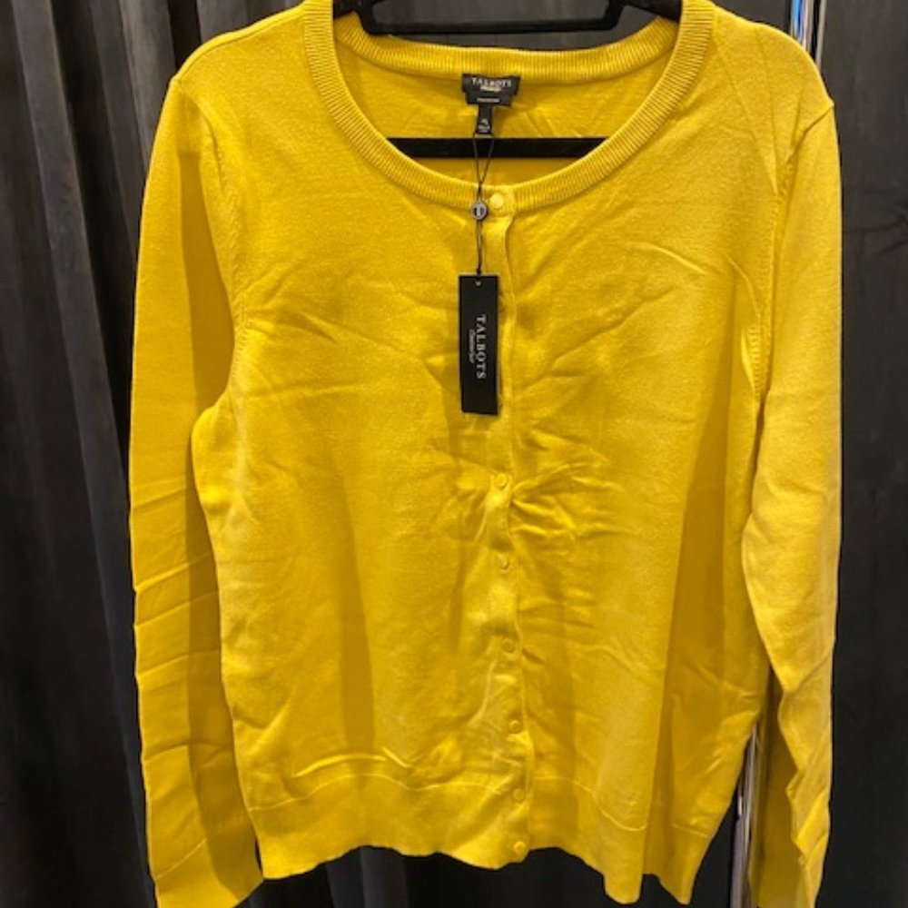 NWT Talbots Womens Yellow Cardigan/Sweater XL